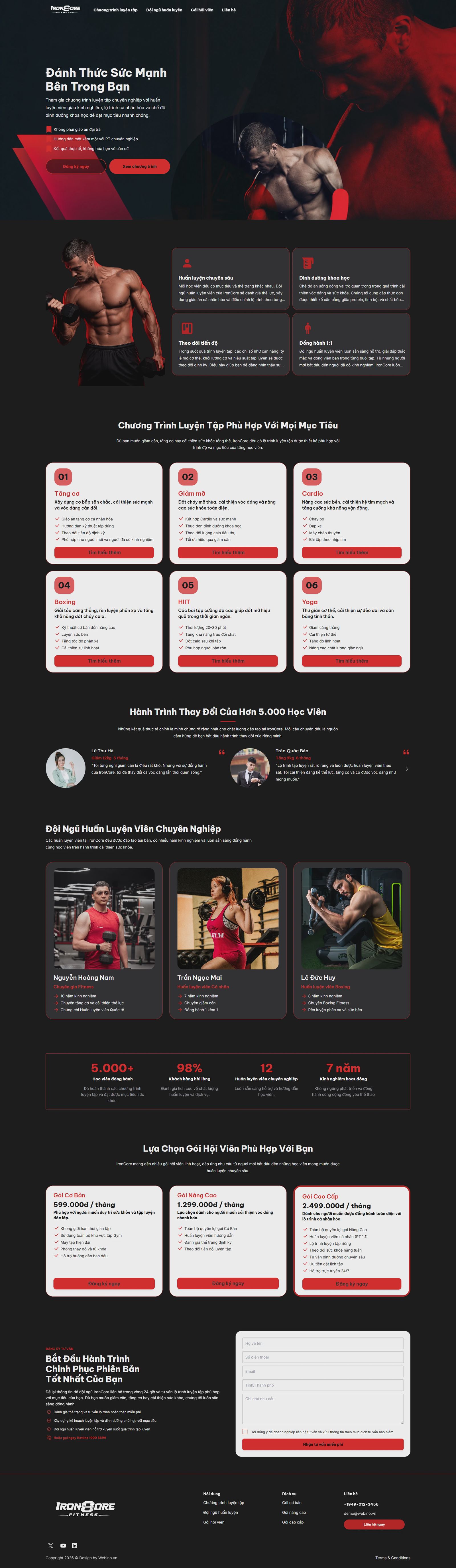 Ảnh xem trước giao diện IronCore Fitness