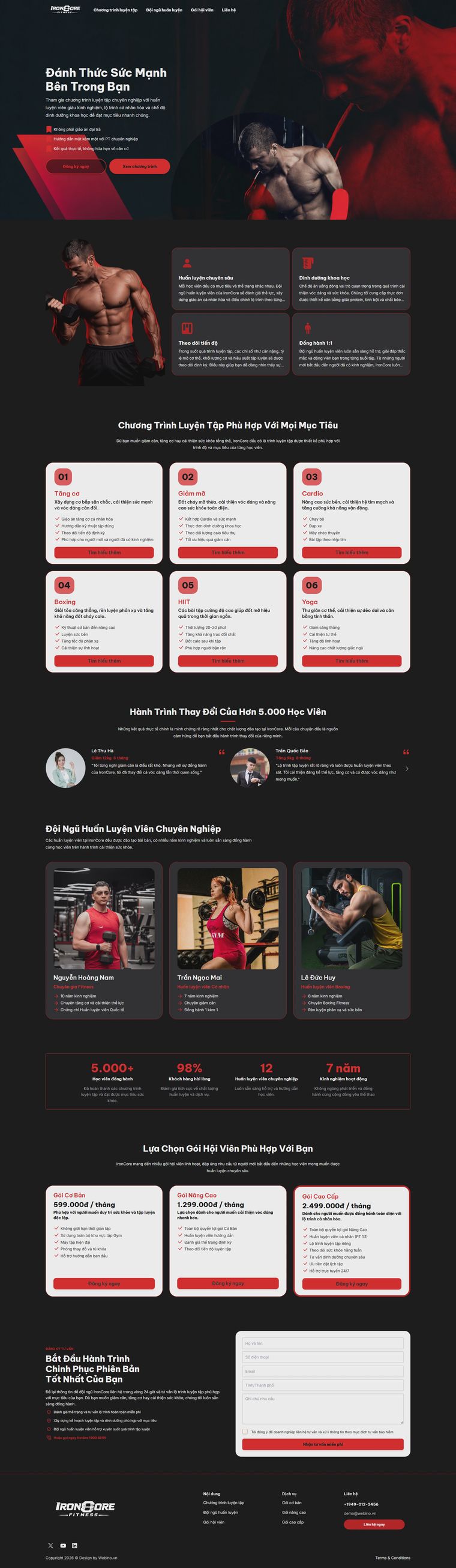Ảnh xem trước giao diện IronCore Fitness