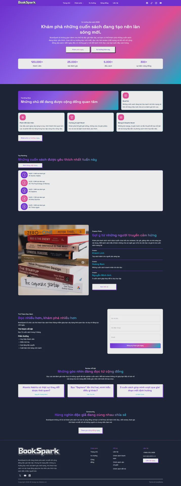 Ảnh xem trước giao diện BookSpark